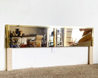 Postmodern Beige and Gold King Size Headboard With Smoked Mirror