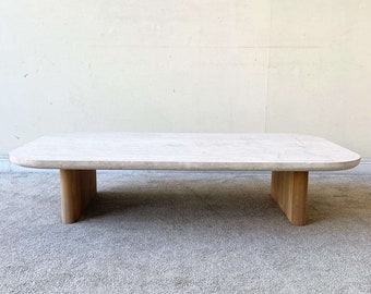 Victoria Teak Coffee Table With Travertine Top by Harbour