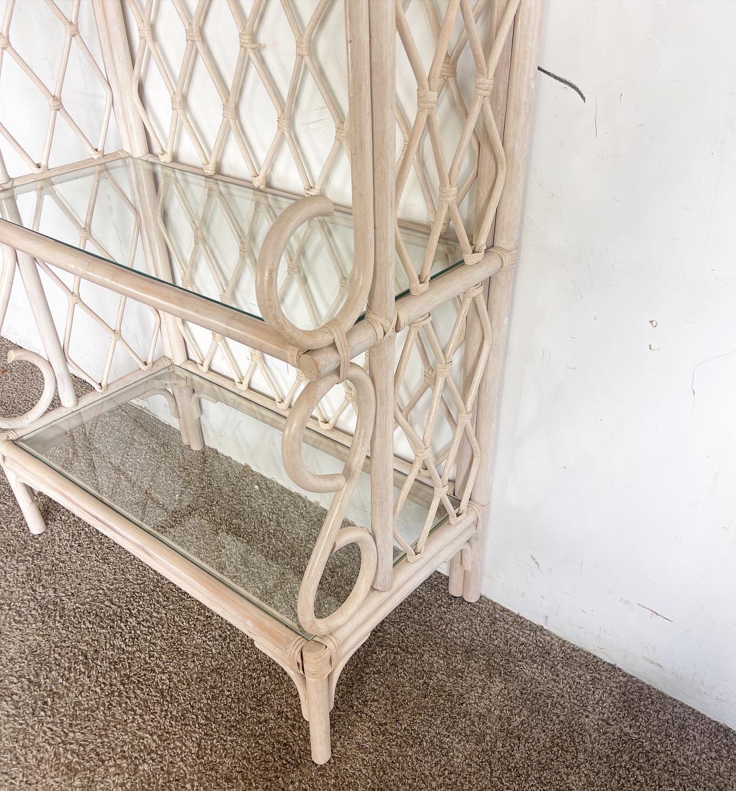 Boho Chic Bamboo Rattan Whitewash Bakers Rack/etagere Etsy