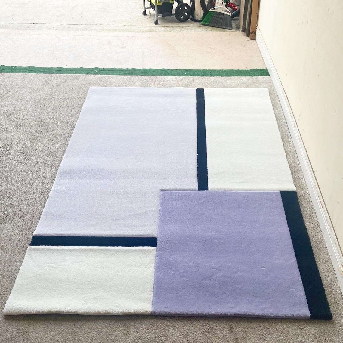 Postmodern Rug Postmodern Purple, Lavender Black and White Rectangular Area Rug - Etsy