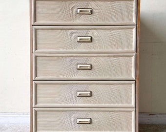 Boho Chic Wavy Pencil Reed Lexington Highboy Dresser by Henry Link