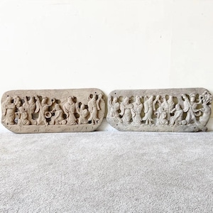 Vintage Chinese Resin Sculpture Relief - a Pair