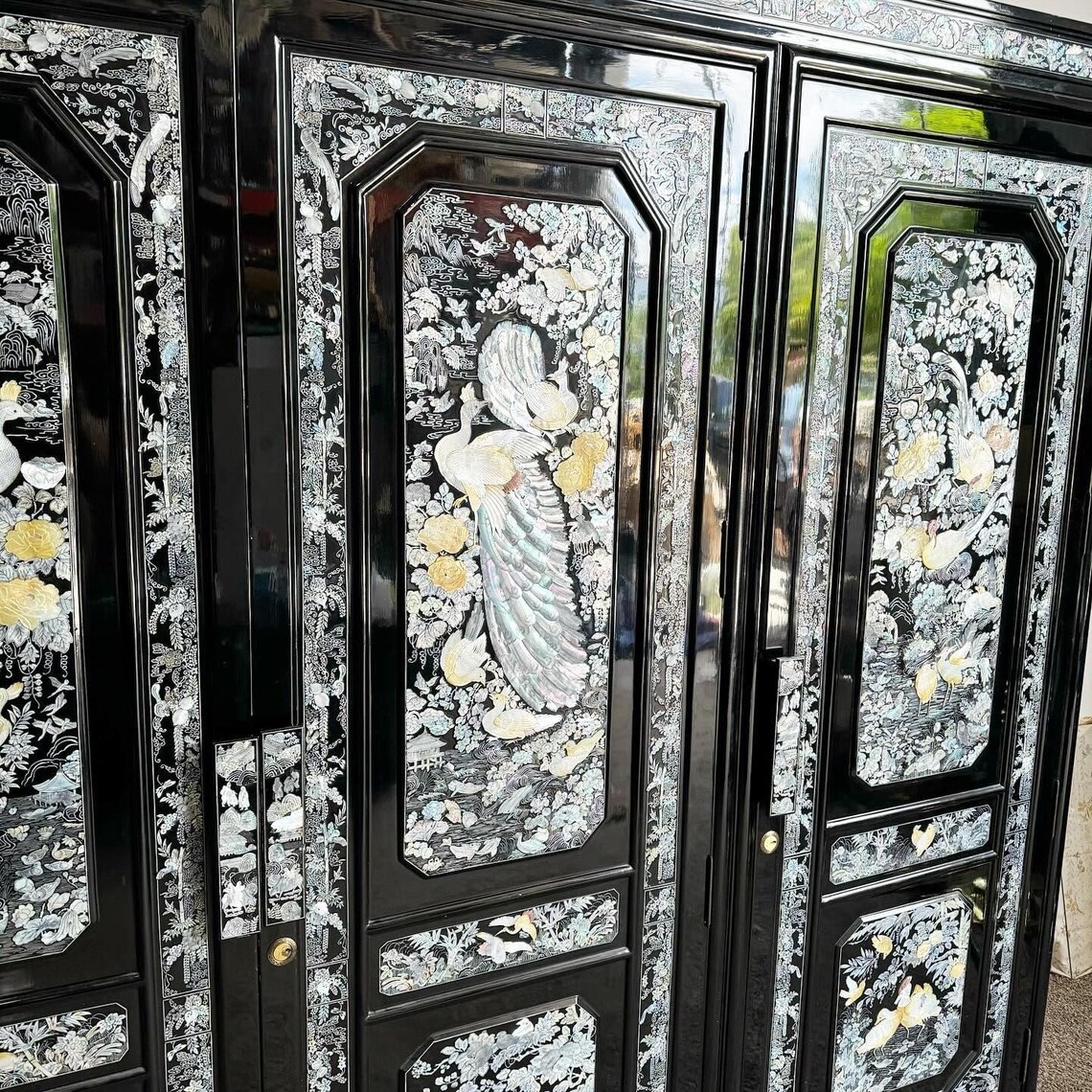 Korean Black Lacquered Mother of Pearl Inlaid Closet Armoire/closet - Etsy