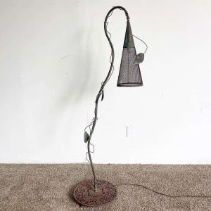 Iron Sculpted Vine and Cone Floor Lamp