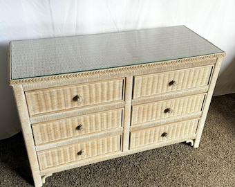 Henry Link Wicker Dresser W Detached Top Oval Mirror Drawers - Etsy