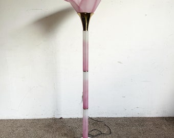 Postmodern Pink and Gold Calla Lily Floor Lamp