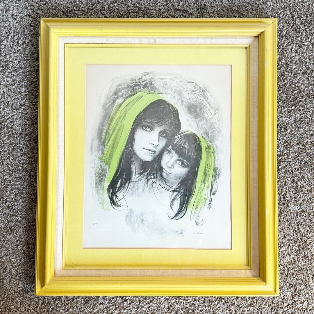 Vintage Mother and Daughter Lithograph Signed and Numbered Etsy