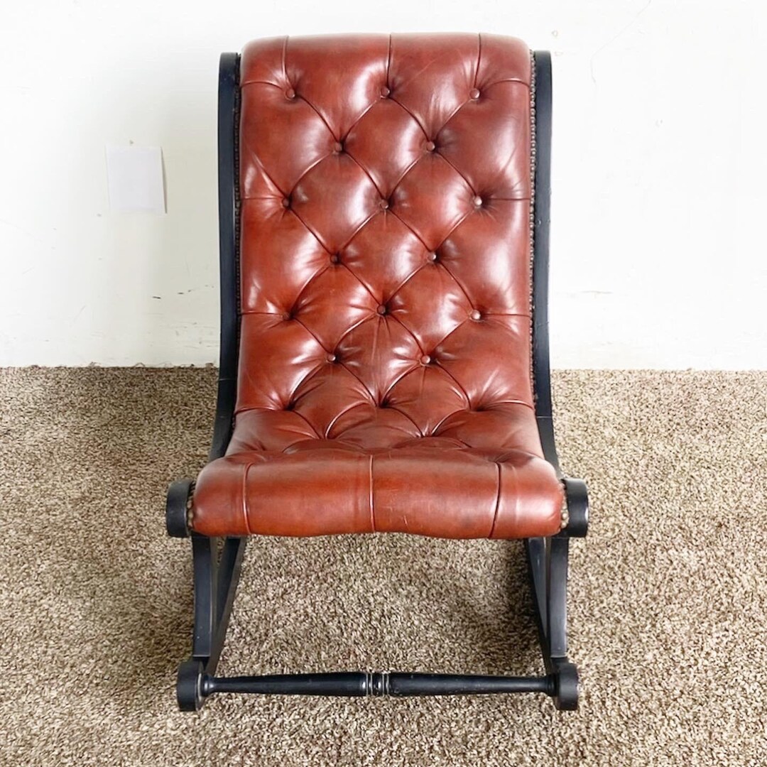 Regency Tufted Leather Rocking Chair - Etsy