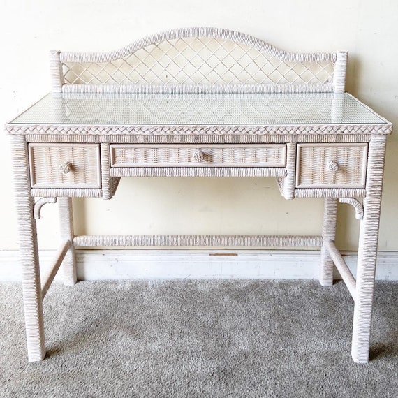 Boho Chic Henry Link Wicker Writing Desk Etsy UK