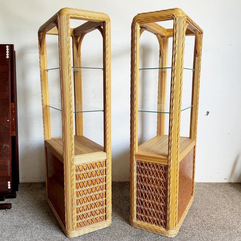 Boho Chic Twisted Pencil Reed Etageres a Pair - Etsy