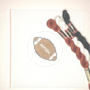 3 1/4&quot; Handpainted Needlepoint Canvas, Football Ornament