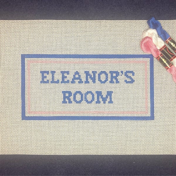 4” X 8" Customizable Handpainted Needlepoint Canvas, Name Room Pillow or Sign
