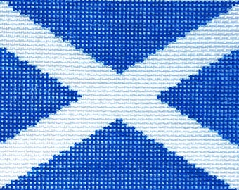 3.6" X 6" Handpainted Needlepoint Canvas, Scottish Flag - Flag of Scotland Rectangular Ornament