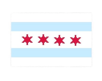 5" X 8" Handpainted Needlepoint Canvas, Chicago Flag Pillow or Sign