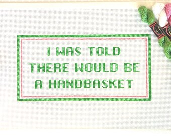 4" X 8" Handpainted Color-Customizable Needlepoint Canvas, Handbasket Pillow or Sign