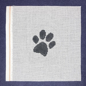 4&quot; Handpainted Needlepoint Canvas,  Pet Dog Paw Print Round Ornament