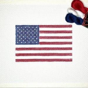3&quot;  X 4.5&quot; Handpainted Needlepoint Canvas, United States of America Flag, Small Rectangle