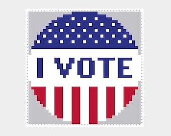 3" Handpainted Needlepoint Canvas, I Vote American Flag round ornament