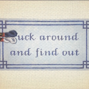 6” X 11” Handpainted Needlepoint Canvas, Find Out Pillow or Sign