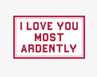 4" X 7" Color-Customizable Handpainted Needlepoint Canvas, I Love You Most Ardently Pillow or Sign