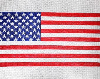 8" X 15" Handpainted Needlepoint Canvas, American Flag Pillow or Wall Hanging