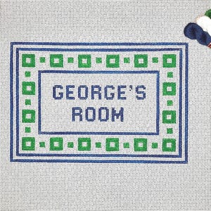 6 1/3” X 9 1/4&quot; Customizable Handpainted Needlepoint Canvas, Name Room Boxes Border Pillow or Sign