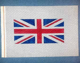 4" X 8" Handpainted Needlepoint Canvas, Union Jack Pillow or Wall Hanging, small