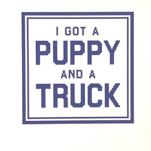 10&quot; X 10&quot; Handpainted Needlepoint Canvas, I Got a Puppy and a Truck Pillow or Sign