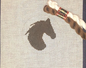 4" Handpainted Needlepoint Canvas,  Horse Head Round Ornament