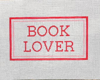 5" X 9" Color-Customizable Handpainted Needlepoint Canvas, Book Lover Pillow or Sign