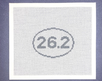 3" X 4" Handpainted Needlepoint Canvas,  Oval Marathon "26.2" Ornament