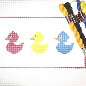 6&quot; X 11&quot; Handpainted Needlepoint Canvas, Ducks in a Row Pillow or Sign