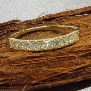 10 stone, 0.50ct Natural Diamonds, 18k Yellow gold, Princess cut diamonds, Gift for her, Anniversary, Band Ring