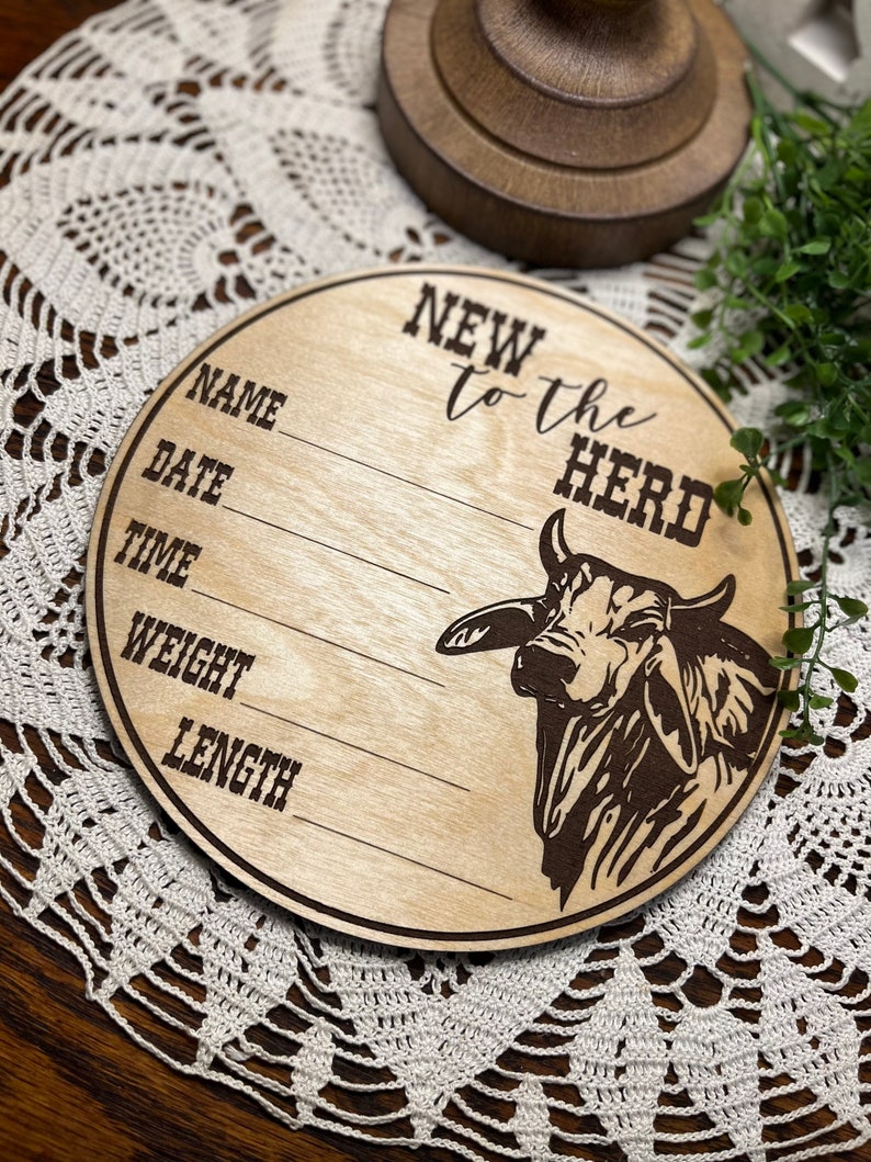 Welcome to the Herd Sign Brahman Bull Birth Announcement Baby Stat Sign ...