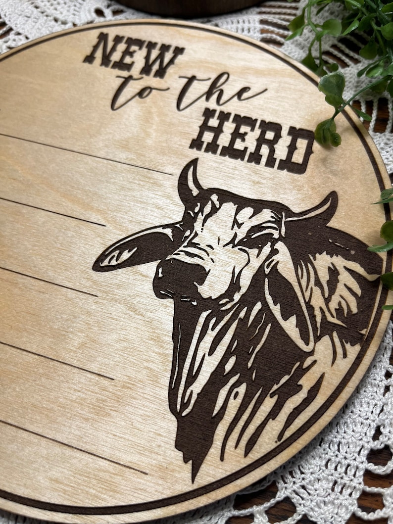 Welcome to the Herd Sign Brahman Bull Birth Announcement Baby Stat Sign ...