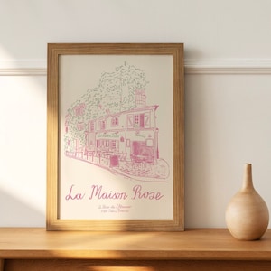 La Maison Rose art print, restaurant art print, restaurant sketch, french home decor, french painting, vintage french poster, Eiffel tower