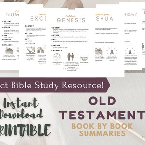 Stackable + Printable Old Testament Book by Book Summaries, Minimalist and Simple, Bible Study Guide and Resources