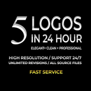 5 Professional Logo Designs: Brand Identity, 24-Hour Service