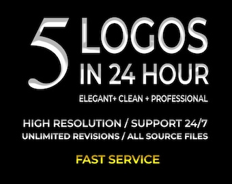 5 Professional Logo Designs: Brand Identity, 24-Hour Service