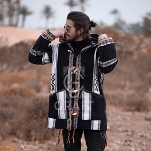 Moroccan Striped coat Cardigan, Sweater Coat, Hoodie coat from fleece, Handmade Wooltrendy Clothing, Women and Men, valentines day