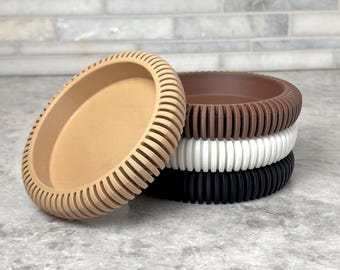 Minimalist & Modern Ribbed Drink Coaster Set, Housewarming Gift, Home Decor