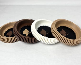 Afrocentric Coasters: Black Woman Silhouette, Modern Home Decor