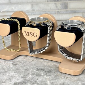 Triple Watch Stand Organizer, Felt Lined Watch Holder, 3D Printed Watch Display, Watch Storage for Men, Gift for Him