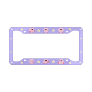 Kirby Star Kawaii Cute License Plate Frame, Jdm License Plate Frame, Cute Car Accessories, Car Accessories For Women