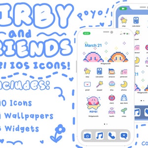 Kirby and Friends Pixel IPhone Cute App Icons IOS 15 Pack With Wallpapers and Widgets