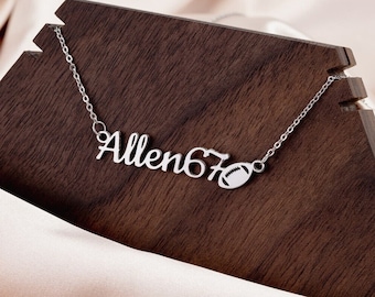 Personalized Football Name Necklace - Custom Jewelry Gift for Football Moms - Football Player Daughter Sports Gift