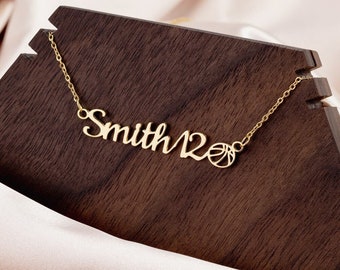 Personalized Basketball Name Necklace - Custom Jewelry Gift for Basketball Mom - Basketball Daughter Player Gift