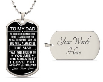 To My Dad Dog Tag Necklace - Gift for Dad from Son - The Man - Father's Day Gift - Birthday Christmas Gift