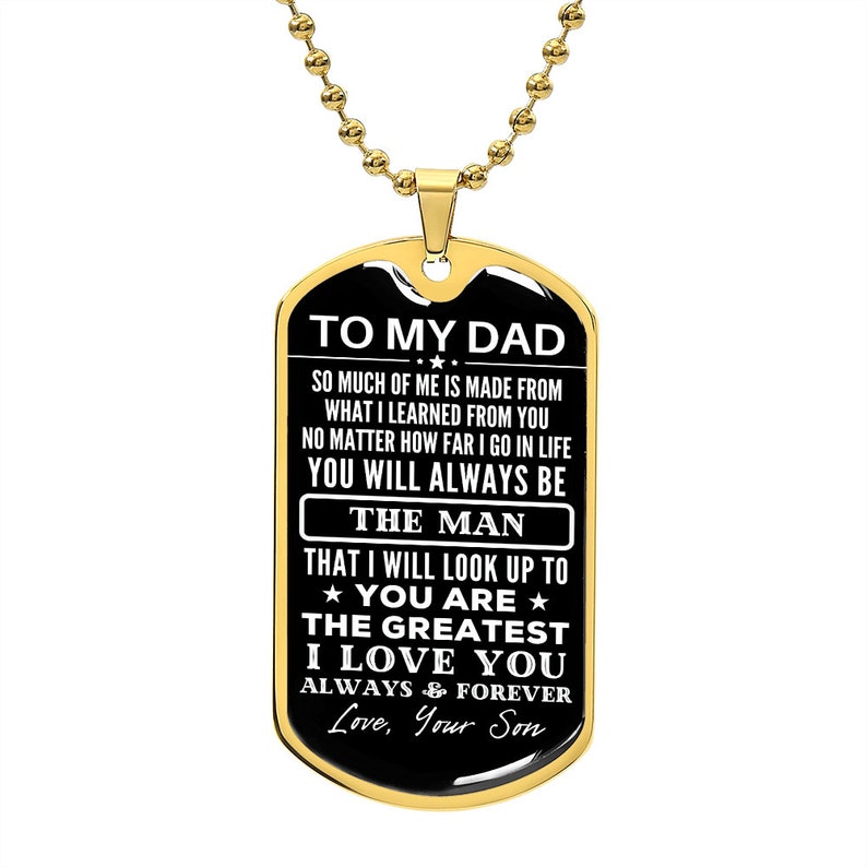 To My Dad Dog Tag Necklace Gift for Dad From Son the Man Etsy