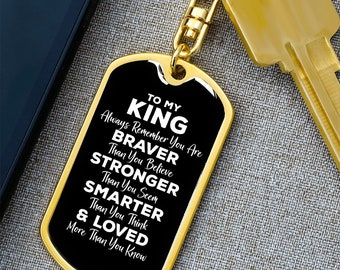 To My King Keychain - Always Remember You Are Braver - Motivational Graduation Gift - Husband Boyfriend Fiance Birthday Christmas Gift